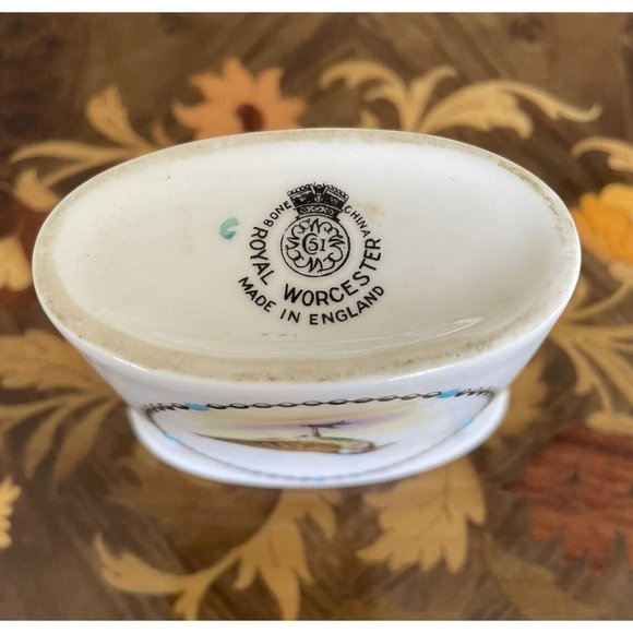 Vintage Royal Worcester Bone China Toothpick Holder, Match Holder, Bird Birds - Picture 6 of 6
